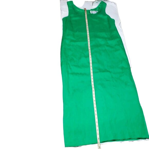 Green Linen Blend Shift Maxi Dress 8, Sleeveless Scoop Neck, Cottagecore Garden - Picture 6 of 13